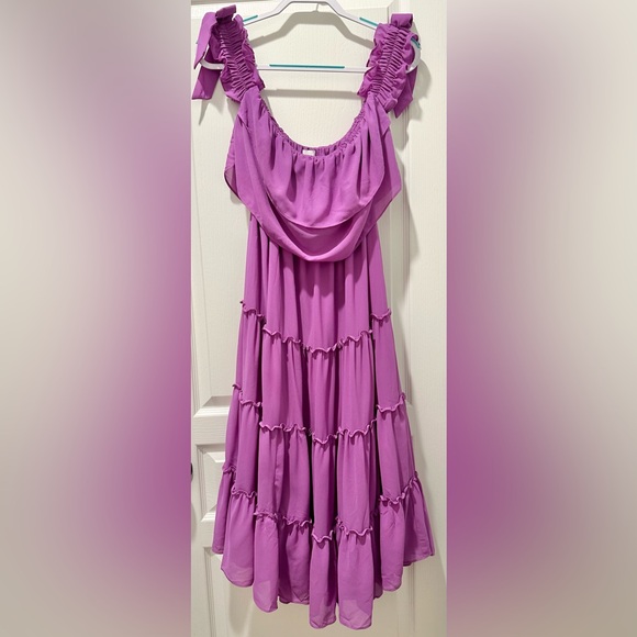 Misa Los Angeles × REVOLVE Cold Shoulder Tiered Micaela Midi Dress in Lilac - Picture 2 of 8